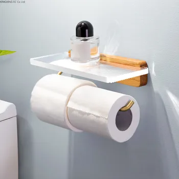 Ev kağıt havlu dispenseri Duvara Monte rulo kağıt havlu tutucu Banyo duvar kağıdı Tuvalet Organizatör Şeffaf Akrilik Raf