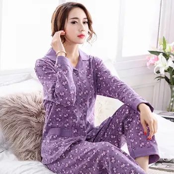 Kadın Pijama Seti Uzun Kollu Kız Rahat Kadın Pijama Eğlence Giyim Pijama Pijama Kıyafeti