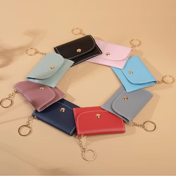 Mini Düz Renk el çantası Su Geçirmez PU bozuk para cüzdanı Kredi kart tutucu küçük cüzdan Kılıfı Organizatör Saklama Torbaları Kadın Cüzdan