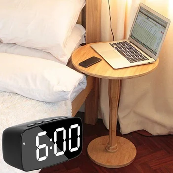 Akıllı dijital alarmlı saat Saat Başucu LED seyahat USB Masa Saati ile 12 / 24H Tarih Sıcaklık Erteleme Yatak Odası için Siyah