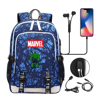 MARVEL Genç seyahat sırt çantası Laptop Sırt Çantası Büyük Kapasiteli okul çantası USB Şarj müzik dinlemek Schoolbag mochila