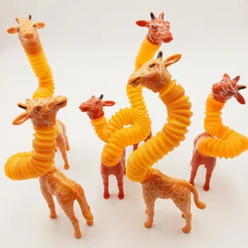 2 adet Geri Çekilebilir Zürafa Pop Tüpler Karikatür Hayvanlar Germe Bahar Tüp Oyuncak Stres Rahatlatmak Oyuncaklar Yetişkin Çocuklar Sıkmak Fidget Oyuncak