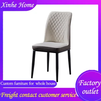 Işık lüks stil rahat sünger yastık metal PU deri leiaure yemek sandalyesi arkalığı ile mobilya yemek odası için