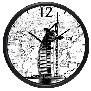 Dubai Zaman Dünya Haritası Büyük Dekoratif Duvar Saati Yeni Varış Kuvars Saatler Moda Saatler