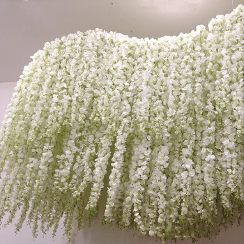 10 ADET yapay çiçek Wisteria Asma 120cm Tek İpek 140 Çiçekler Serisi DIY Bitki Düğün Dekor Duvar arka plan Rattan