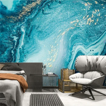 Özel Mavi mermer duvar kağıtları TV arka plan duvar dekorasyon duvar kağıtları oturma odası için 3D duvar kaplaması modern duvar kağıdı