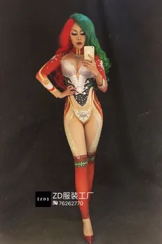 Kadın Noel Tam Matkap 3D Sahte Çiğ Et Sıkı Seksi Tulum Bar Seksi Kadın Şarkıcı dans kostümü Parti Kutlama Doğum Günü