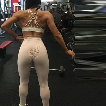 Spor Koşu fitness pantolonları Kadın Polyester Krizantem Pantolon Kalça Yüksek Bel Yüksek Elastik Şeftali Kalça Yoga Tayt