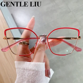 Kedi Gözü Anti mavi ışık gözlük Kadın Moda gözlük çerçeveleri Bayanlar Bilgisayar Gözlük Reçete Gözlük Mor Çerçeve