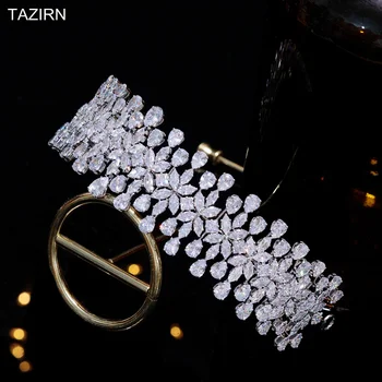 Yeni Moda Kübik Zirkonya Gelin Bantlar Düğün Prenses Kraliçe Tiaras Zirkon Tatlı 16 Headpieces Parti Balo saç takı