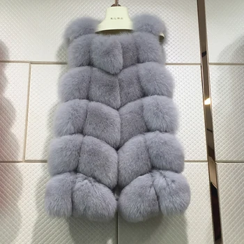 100 % gerçek doğal tilki kürk yelek kadın kış moda sıcak rüzgar geçirmez soğuk koruma orta uzunlukta kabarık tilki kürk ceket
