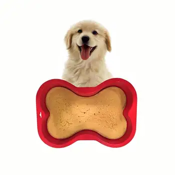 Yapışmaz silikon kalıp Köpek Kemik Şekli Kek Tava Yavru Köpek Doğum Günü Kırmızı Renk DIY Pişirme Aracı