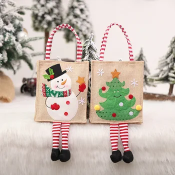 Noel Şeker Hediye Sahipleri Zarif İşlemeli Santa Tote Çanta Noel Çerez Aperatif Paket Cep Yeni Yıl Noel Süslemeleri