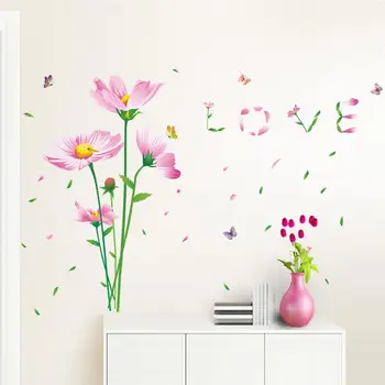 Canlı Papatya Çiçek Duvar Sticker Dükkanı Ofis Ev Süpürgelik Dekorasyon Dıy Bitki Duvar Sanatı Yatak Odası Duvar Çıkartması Pvc Posterler