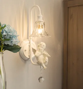 Iskandinav 1 adet cam gölge duvar lambası Soyunma odası için iç mekan aydınlatması demir Duvar Aplik Evlilik odası melek Duvar Lambası Aplik Lamba