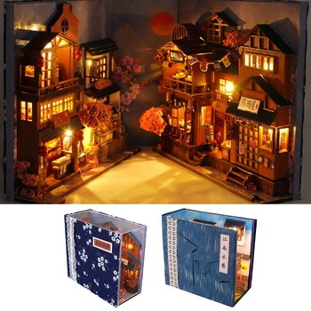 DIY Kitap Nook Kiti Bina Oyuncaklar Ahşap Raf Eklemek Minyatür Dollhouse Modeli Çocuk Yetişkin Odası Dekor Dollhouse Aksesuarları