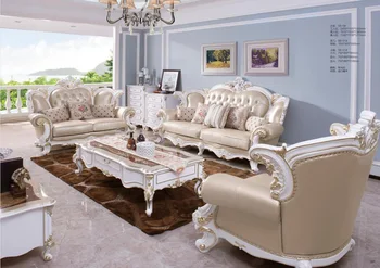 Modern kanepeler oturma odası için Avrupa antika oturma odası kanepe mobilya hakiki deri koltuk c