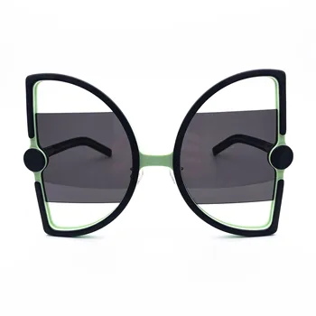Belight Optik Fantezi Benzersiz Büyük Yarım Daire Şekli Tasarım Erkekler Kadınlar Yeşil Siyah Renkli Ekran Sunglass HP2020258