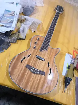 ücretsiz kargo Özel Mağazalar T5 doğal maun ahşap el yapımı özel elektro gitar