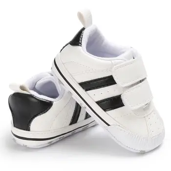 Yenidoğan Erkek Bebek Kız Yumuşak Taban kanvas sneaker Beyaz Arabası Ayakkabı Eğitmenler Yumuşak Taban Kanca Döngü Prewalker Sneakers 0-18M