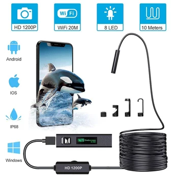 2 Milyon HD Apple Cep Telefonu Endoskop Kablosuz WiFi 10 Metre Endüstriyel Boru Otomobil Klima Revizyon Endoskop