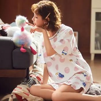 Pijama Setleri Kadın 3XL Gevşek Baskılı Yaz Pijama Kısa Kollu Şort Nefes Eğlence Gecelik Pijama Kore