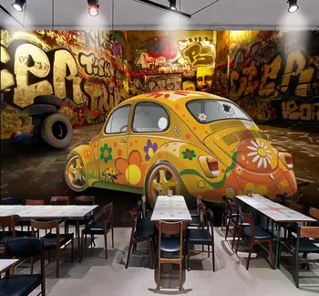Özel Duvar Kağıdı 3D Kişilik Eğilim Grafiti Duvar Grafiti Araba Arka Plan Duvar Restoran Bar Dekorasyon Posteri duvar tablosu