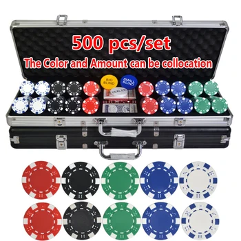 100 adet-500 adet / takım ABS Poker Cips Paraları Texas Hold'em Poker Oyunları Poker Chip Setleri kumar Alüminyum Bavul 5 Renkler 11.5 g / adet