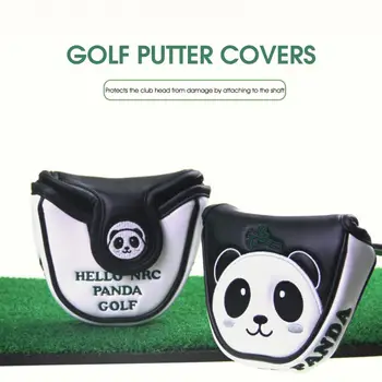 Golf sopası kılıfı Yarım Daire / L Şeklinde Kalın Peluş Panda Desen Koruyucu Su Geçirmez Suni Deri Golf Atıcı Başörtüsü Koruyucu