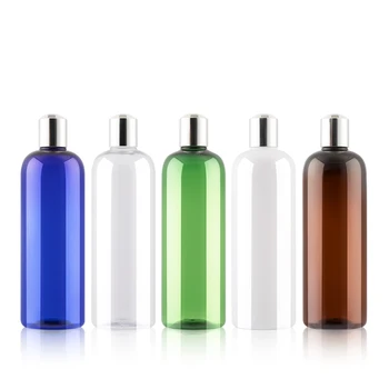 12 adet 500ml Açık/Mavi/Yeşil/Beyaz/Kahverengi Disk Üst Kapağı Şişe Boş Plastik pet şişe Losyon Şişesi Plastik Şişeler Şampuan