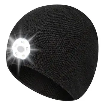 Bisiklet şapka led ışık örme şapka kış elastik bere kap şapka için ışık ile koşu yürüyüş kamp barbekü balıkçı şapkası