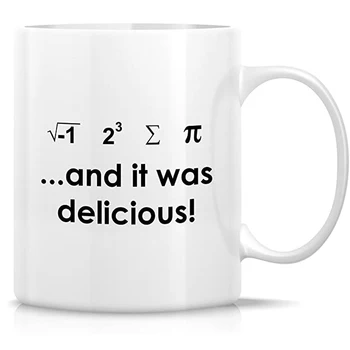 Komik Kupa-Biraz Turta Yedim ve Lezzetliydi! Matematik Geek 11 Oz Seramik Kahve Kupaları-Komik, Alay, Motivasyon, İlham