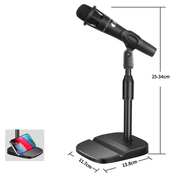 Ayarlanabilir Masaüstü Mikrofon Standı Tutucu Mic Klip telefon braketi Tabanı İle Mikro Masaüstü Standı Kaldırma Teleskopik Ayarlanabilir Yükseklik