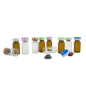 360 adet / grup 8ml Amber Şeffaf Cam Şişeler kapaklı Pharmaceutica Örnek Şişeler ve Kauçuk Tıpa Deney Test Şişesi