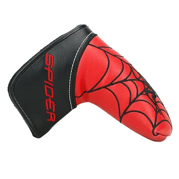 Yeni Tasarım Golf Atıcı Kapak PU Deri Nakış Örümcekler Desenler kırmızı beyaz Manyetik Bıçak Golf başörtüsü