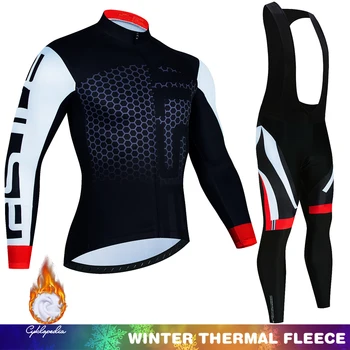 2023 Kış Bisiklet Jersey Seti Erkekler Termal Polar Bisiklet Giyim Yol Bisikleti Gömlek MTB Üniforma Ropa Ciclismo Sıcak 19D Bib Pantolon