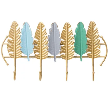 Ganchos decorativos modernos para llaves o de hojas doradas para ropa y sombreros, soporte de llaves para colgar en la pared