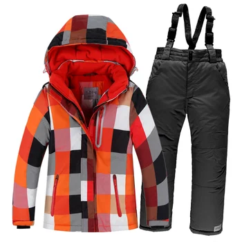 Kış Çocuk Kayak Takım Elbise Çocuk Rüzgar Geçirmez Su Geçirmez Sıcak Polar Kar Ceket Pantolon Kız Erkek Kayak Snowboard Ceket Pantolon