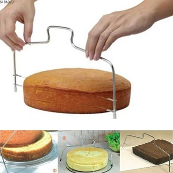 Yeni DIY Kek Dilimleme Çift Hat Ayarlanabilir Paslanmaz Çelik Metal Kek Kesme Cihazı dekorasyon kalıbı Bakeware Mutfak Pişirme Aracı