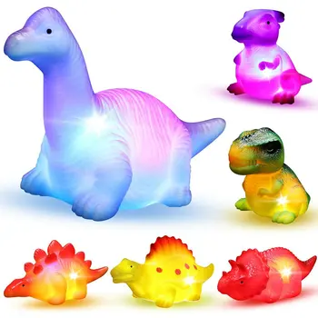 6 adet Light-Up Yüzen Dinozor Banyo oyuncak seti Yürümeye Başlayan Su Küvet Duş Yüzme Banyo Oyuncak Çocuklar Çocuklar İçin Okul Öncesi