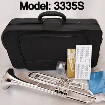 Marka Yeni 3335 S Profesyonel Bb Trompet Gümüş Kaplama Enstrüman Profesyonel Trompet Durumda Ağızlık Aksesuarları