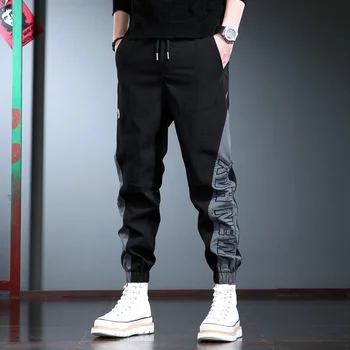 Yaz 2023 Moda Joggers Erkekler kalem pantolon Streetwear Spor Rahat İnce Siyah İpli Pantolon