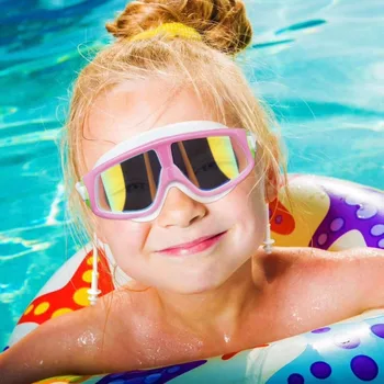 Çocuklar için yüzücü gözlükleri Erkek Kız Yüzmek Gözlük Anti Sis Büyük Sürüm Yüzme Gözlük Tam Kaplamalı Çocuk yüzme gözlükleri