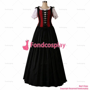 fondcosplay Gotik Lolita Punk Ortaçağ Elbisesi Siyah Uzun Akşam siyah pamuklu Elbise cosplay kostüm CD/TV [CK1424]