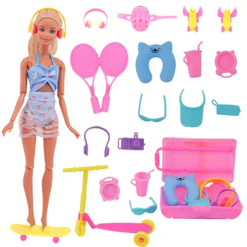 Oyuncak bebek giysileri Aksesuarları Seyahat Takım Elbise Bagaj 11.8 İnç Barbie Dollhouse Moda Dekorasyon Çocuklar Giyinmek Oyuncak Kız Hediye