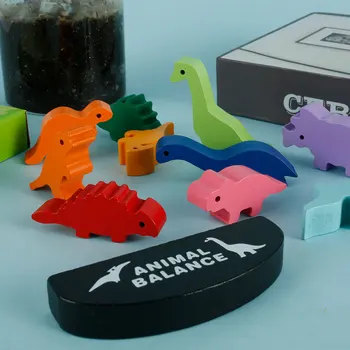 Dengeleme Dinozor Oyuncak Ahşap Yapı Taşları Hayvan İstifleme Oyuncaklar Erken Eğitim Bulmaca Denge blok oyuncaklar Yılbaşı Hediyeleri