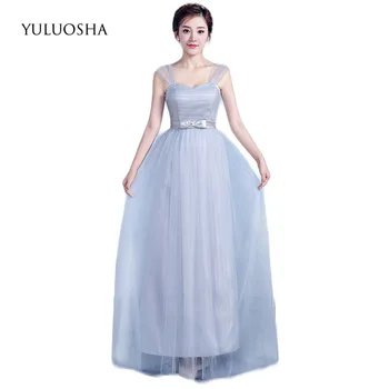 YULUOSHA Düğün Konuk Elbise Nedime Elbiseler Kadınlar için A-Line Dantel Ruffles Genç gelinlik modelleri Artı Boyutu Tül Elbise