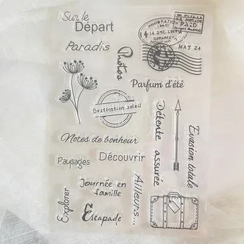 fransızca kelime posta damgası ile temizle damga Şeffaf Silikon Damga Scrapbooking Fotoğraf Albümü Dekorasyon mühür damgası