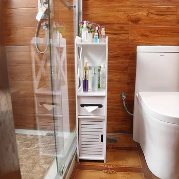2 Boyutu Zemin Üstü Su Geçirmez Tuvalet yan kabin PVC Depolama Rafı Yatak Odası Mutfak Depolama Rafları Ev Banyo Organizatör