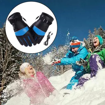 Motosiklet ısıtmalı eldiven dokunmatik ekran kış sıcak kayak eldivenleri su geçirmez şarj edilebilir ısıtma termal eldiven snowboard için